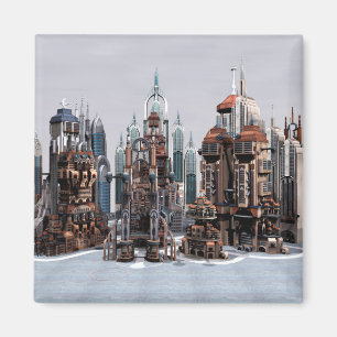 Íman Cidade de Fantasia Futurista Arte de Horizonte de