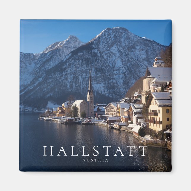 Íman Cidade de Hallstatt na neve no inverno (Frente)