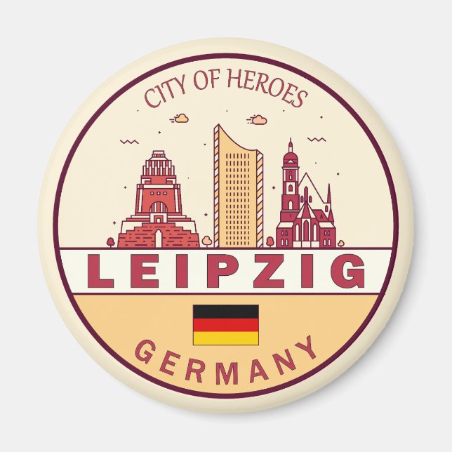 Íman Cidade de Leipzig, Alemanha, Skyline Emblem (Frente)