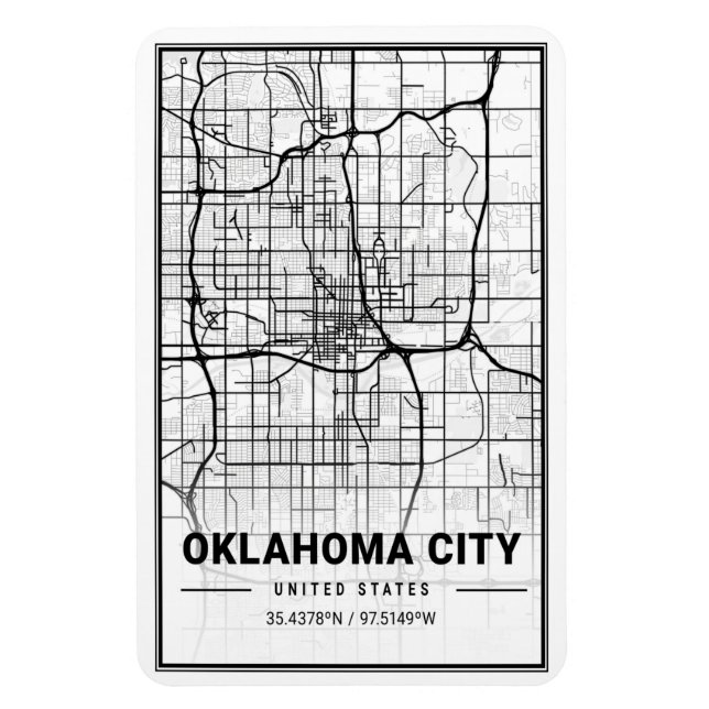Íman Cidade de Oklahoma EUA Viagem Map Poster (Vertical)
