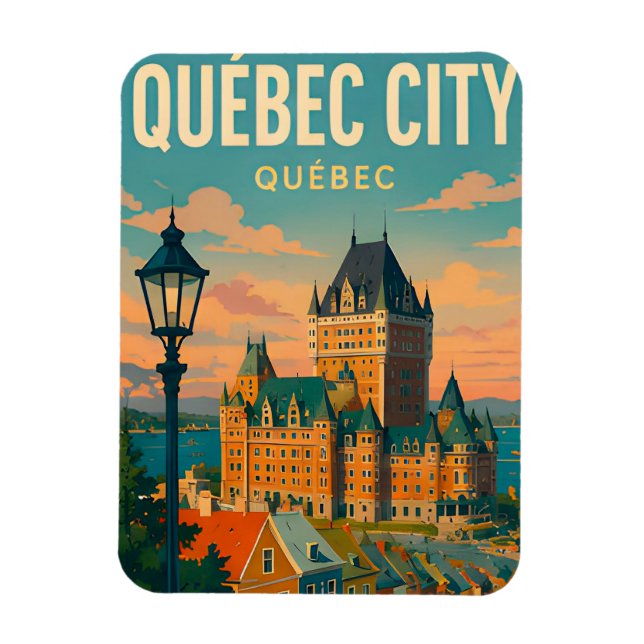 Íman Cidade de Quebec Canadá Velha Cidade Castelo Viage (Vertical)