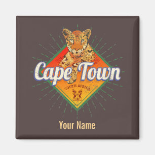 Íman Cidade do Cabo África do Sul Retro Leopard Vintage