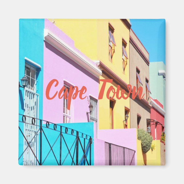 Íman Cidade do Cabo: Casas Coloridas Rua Ver Magnet (Frente)