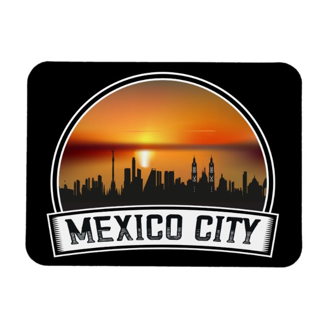 Íman Cidade do México CDMX Vintage Sunset Cityscape (Horizontal)