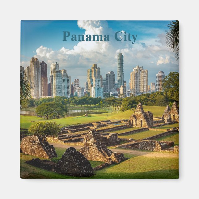 Íman Cidade do Panamá de Texto Personalizado (Frente)