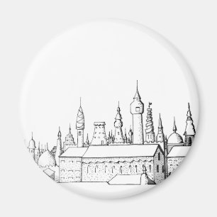 Íman cidade fabulosa. trabalho de arte. preto e branco