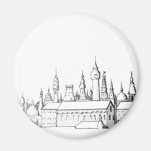 Íman cidade fabulosa. trabalho de arte. preto e branco (Frente)