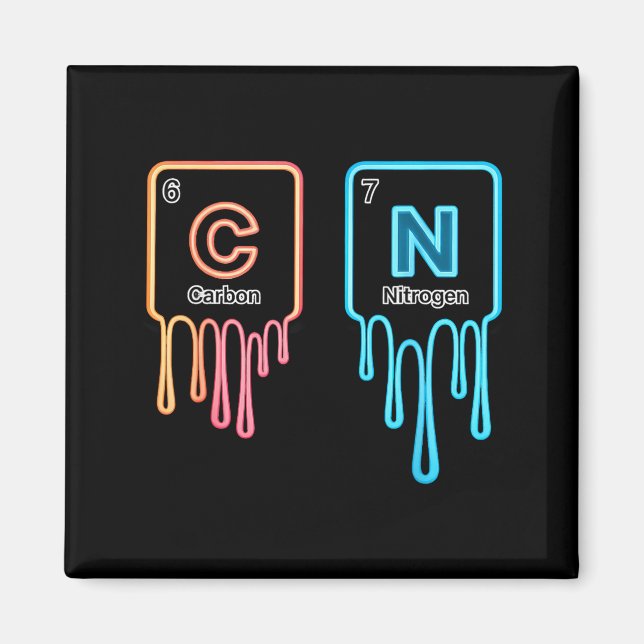 Íman Ciência de Nitrogênio de Carbono Design Divertido  (Frente)