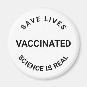 Íman Ciência vacinada é real, salva vidas preto branco