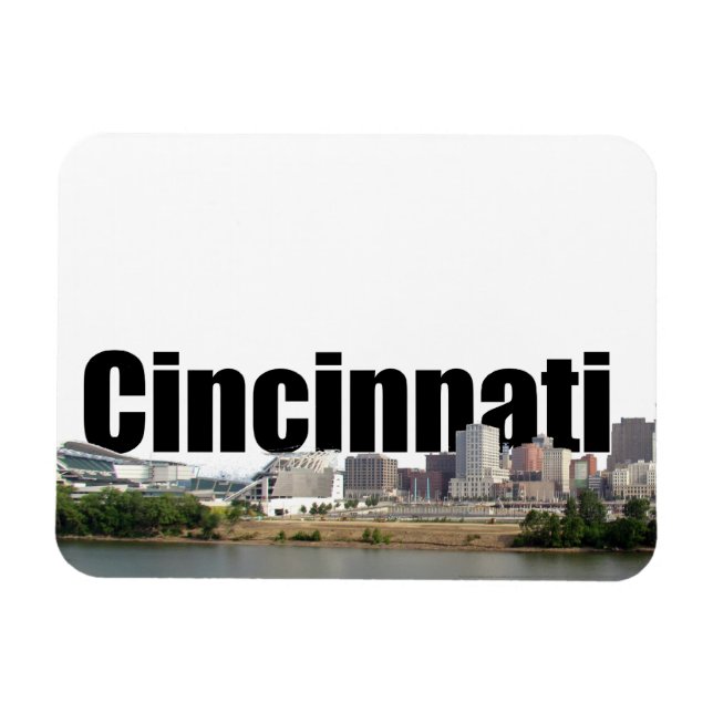Íman Cincinnati OH Skyline com Cincinnati no Céu (Horizontal)