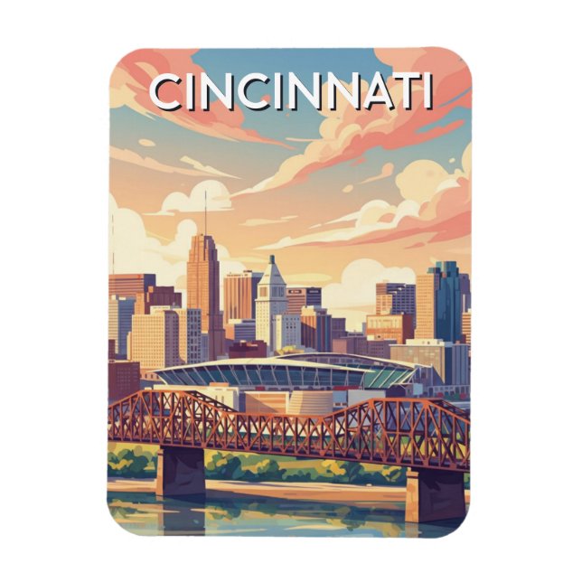 Íman Cincinnati Ohio Paisagem Urbana Viagem (Vertical)
