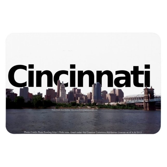 Íman Cincinnati Skyline com Cincinnati no Céu (Horizontal)