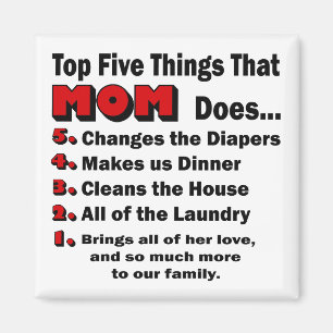 Íman Cinco Coisas Mais Importantes Que A Mãe Faz Magnet