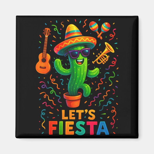 Íman Cinco de maio festa mexicana de cacto engraçada va (Frente)