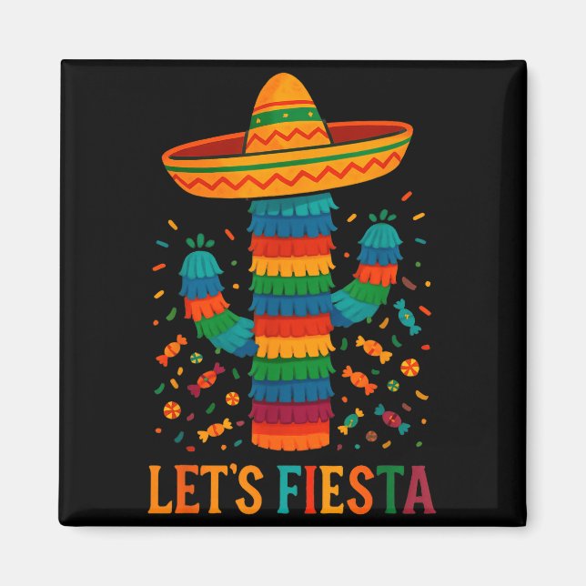 Íman Cinco de maio festa mexicana de cacto engraçado va (Frente)