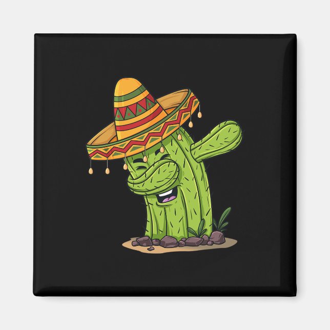 Íman Cinco de Mayo Dabbing Cactus, crianças (Frente)