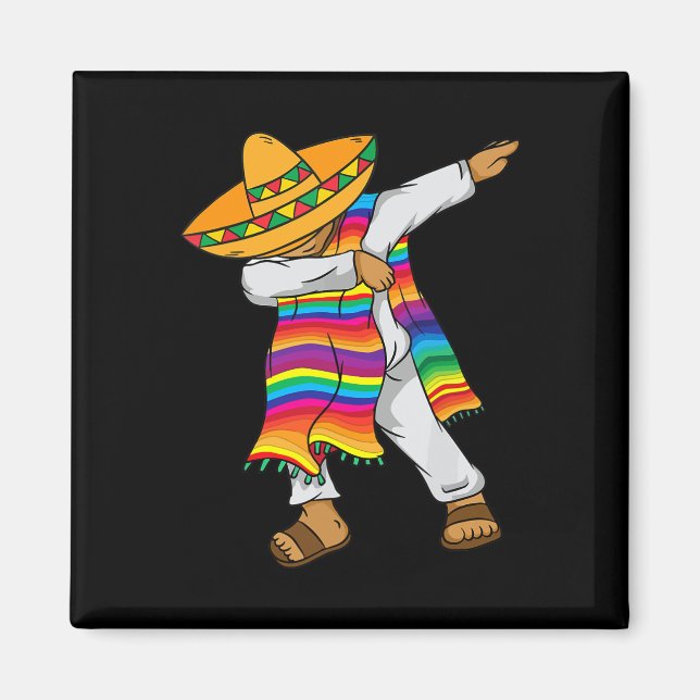 Íman Cinco De Mayo Dabbing Poncho Kids Toddler Mexicano (Frente)