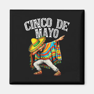 Íman Cinco De Mayo Dabbing Poncho Sombrero Hat mexicano