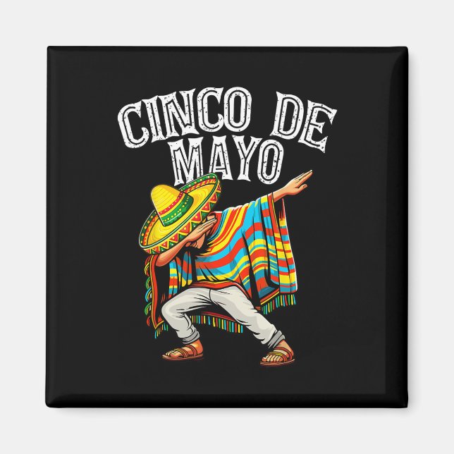 Íman Cinco De Mayo Dabbing Poncho Sombrero Hat mexicano (Frente)
