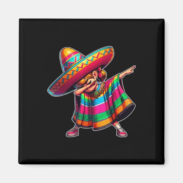 Íman Cinco De Mayo Dabbing Poncho Sombrero mexicano Dab (Frente)