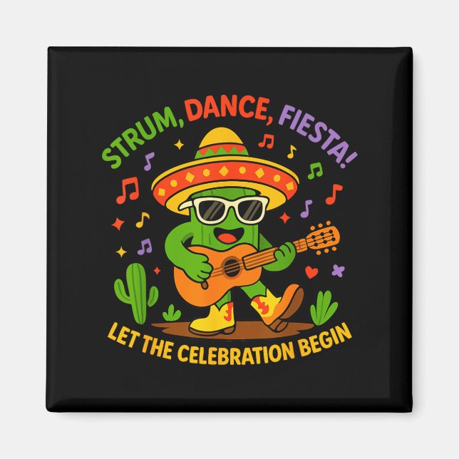 Íman Cinco de mayo funny cactus sombrero strum danceCin (Frente)