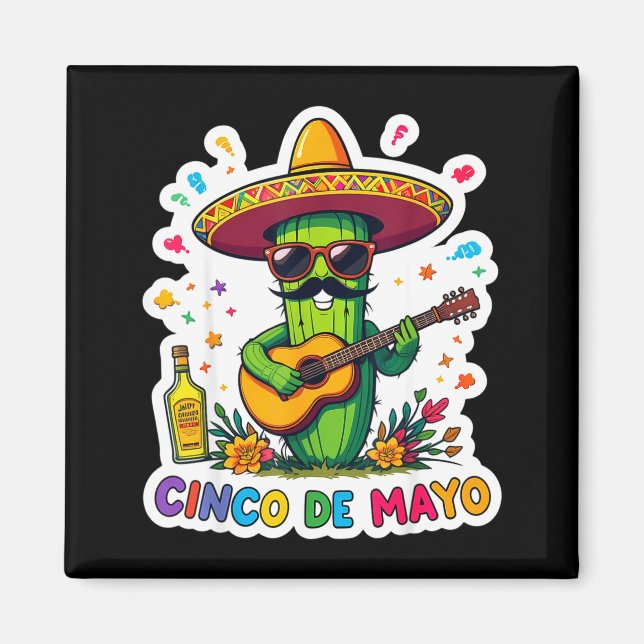 Íman Cinco de mayo funny mexican cactus sunglassesCinco (Frente)