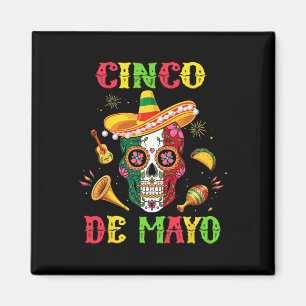 Íman Cinco De Mayo Mexicano Crânio de Açúcar Festa Esqu