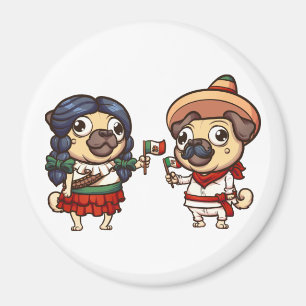 Íman Cinco de Mayo Pugs Magnet