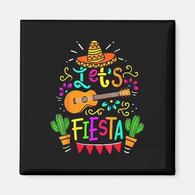 Íman Cinco De Mayo Violão Mexicano Deixa Fiesta Cactus (Frente)