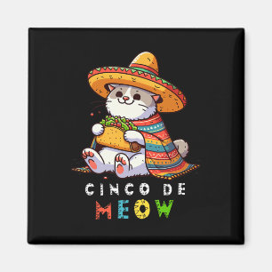 Íman Cinco De Meow Com Gato Sorridente Taco E Sombrero