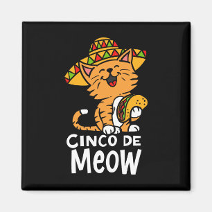 Íman Cinco De Meow Fofo Cinco De Mayo Chapéu Taco Gato
