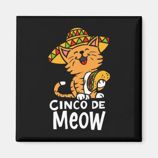 Íman Cinco De Meow Fofo Cinco De Mayo Chapéu Taco Gato