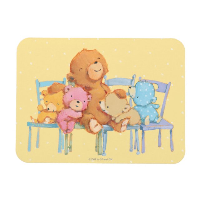 Íman Cinco Fofinhos e Ursos Coloridos nas Cadeias (Horizontal)