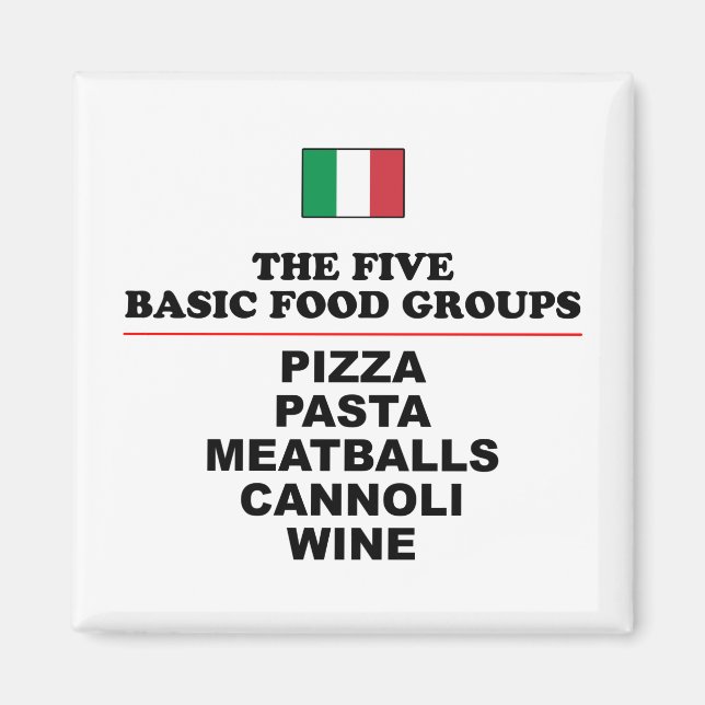 Íman Cinco grupos básicos de Comidas italianos (Frente)