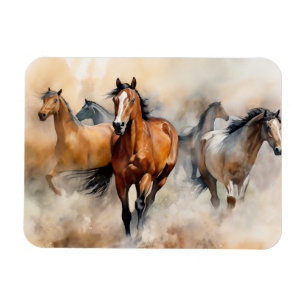 Íman “Cinco Mustangs Selvagens” Aquarela Ocidental Empo