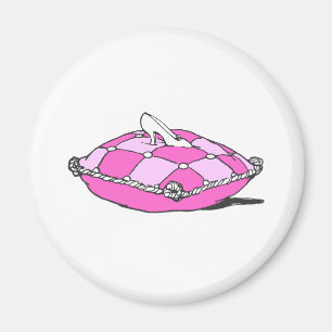 Íman Cinderela Slipper na Arte de Travesseiro Rosa