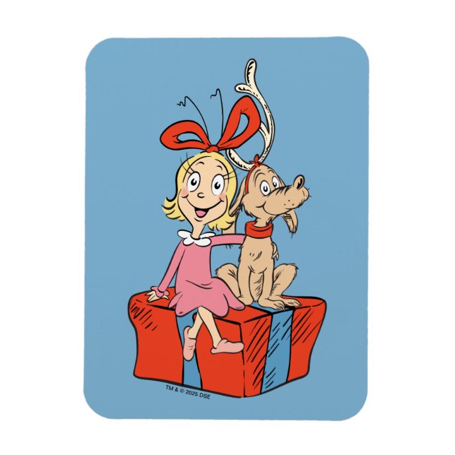 Íman Cindy Lou Who e Max em um Presente (Vertical)