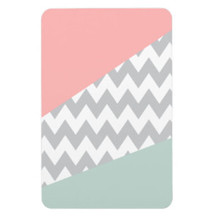 Íman Cinza Chevron Mint e Coral