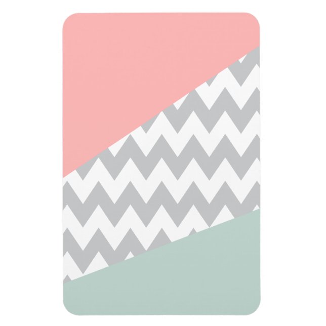Íman Cinza Chevron Mint e Coral (Vertical)