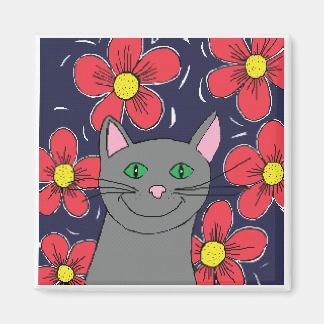 Íman Cinza com flores (Frente)