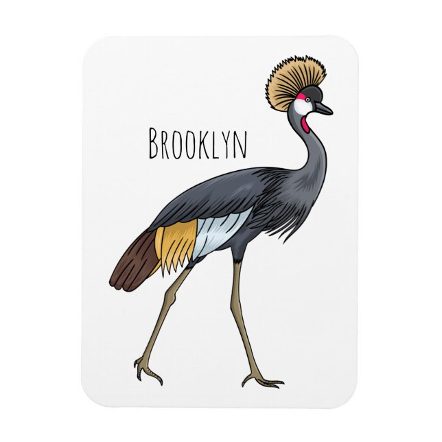 Íman Cinza de desenho animado de pássaros com guindaste (Vertical)