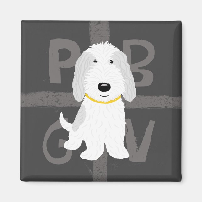 Íman Cinza e Branco PBGV (Frente)