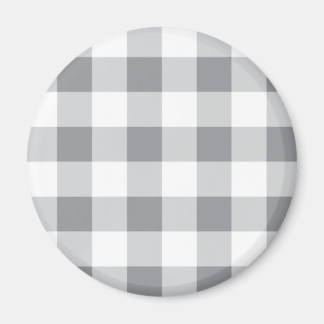 Íman Cinza E Padrão De Gingham Branco (Frente)