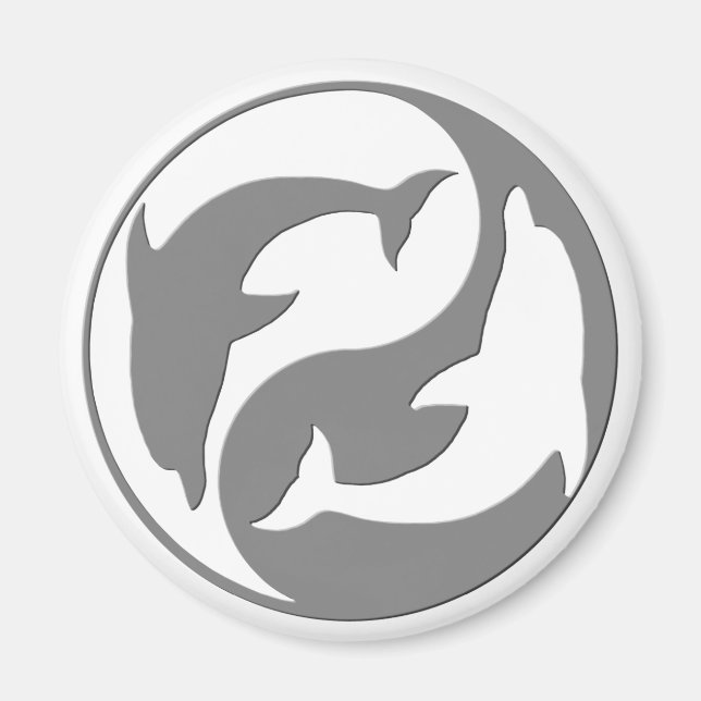 Íman Cinza E Yin Yang Dolphins Magnet Branco (Frente)