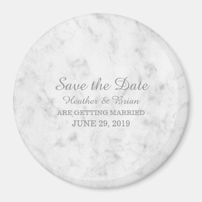 Íman Cinza Marble Elegante Salvar a Data (Frente)