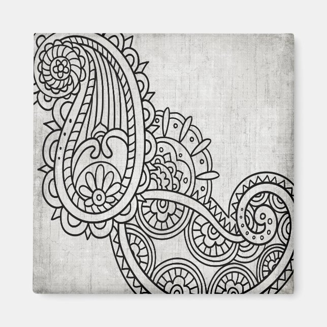 Íman Cinza Mehndi Motif Magnet (Frente)