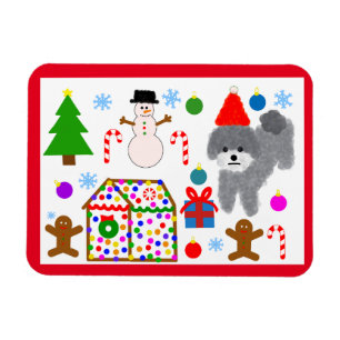 Íman Cinza Poodle Natal #3 Magnet