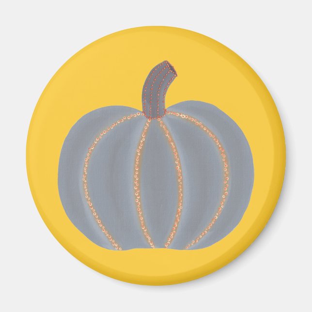 Íman Cinza Pumpkin Laranja Luzes de Dia das Bruxas (Frente)