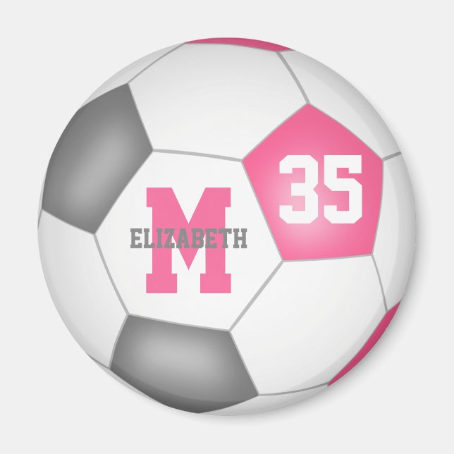 Íman cinza rosa-fofinho, futebol personalizado (Frente)