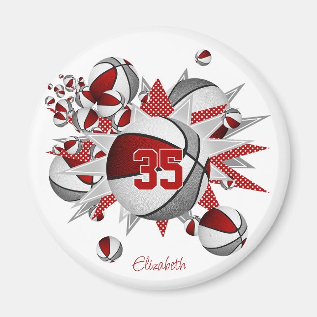 Íman cinza vermelha esferas de cesto estrelas comprar 1 (Frente)